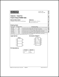 74ACT10SCX datasheet:  Triple 3-Input NAND Gate 74ACT10SCX