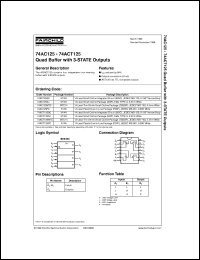 74ACT125SC datasheet:  Quad Buffer with 3-STATE Outputs 74ACT125SC