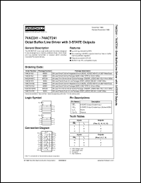 74ACT241MTCX datasheet:  Octal Buffer/Line Driver with 3-STATE Outputs 74ACT241MTCX