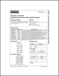 74ACT244MTC datasheet:  Octal Buffer/Line Driver with 3-STATE Outputs 74ACT244MTC