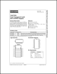 74ACT533SC datasheet:  Octal Transparent Latch with 3-STATE Outputs 74ACT533SC