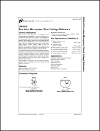 LM4040AIZ-2.5 datasheet: Precision Micropower Shunt Voltage Reference LM4040AIZ-2.5