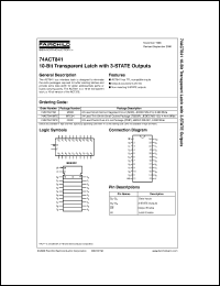 74ACT841MTCX datasheet:  10-Bit Transparent Latch with 3-STATE Outputs 74ACT841MTCX