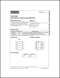 74ACTQ08SJX datasheet:  Quiet Series Quad 2-Input AND Gate 74ACTQ08SJX