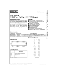 74ACTQ16374SSC datasheet:  16-Bit D-Type Flip-Flop with 3-STATE Outputs 74ACTQ16374SSC