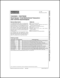 74ACTQ245QSCX datasheet:  Quiet Series Octal Bidirectional Transceiver with 3-STATE Outputs 74ACTQ245QSCX