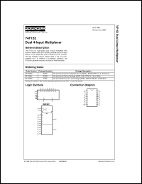 74F153SJ datasheet:  Dual 4-Input Multiplexer 74F153SJ