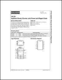 74F191SC datasheet:  Up/Down Binary Counter with Preset and Ripple Clock 74F191SC