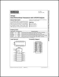 74F245SCX datasheet:  Octal Bidirectional Transceiver with 3-STATE Inputs/Outputs 74F245SCX