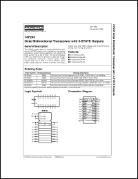 74F245MTC datasheet:  Octal Bidirectional Transceiver with 3-STATE Inputs/Outputs 74F245MTC