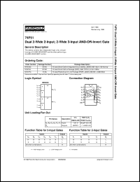 74F51SC datasheet:  Dual 2-Wide 2-Input; 2-Wide 3-Input AND-OR-Invert Gate 74F51SC