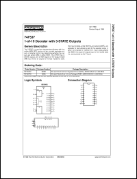 74F537SCX datasheet:  1-of-10 Decoder with 3-STATE Outputs 74F537SCX