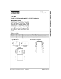 74F539SC datasheet:  Dual 1-of-4 Decoder with 3-STATE Outputs 74F539SC