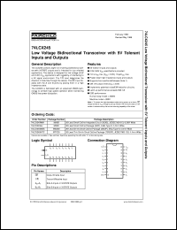 74LCX245SJ datasheet:  Low Voltage Bidirectional Transceiver with 5V Tolerant Inputs and Outputs 74LCX245SJ