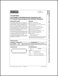 74LCXP16245MTD datasheet:  Low Voltage 16-Bit Bidirectional Transceiver with 5V Tolerant Inputs/Outputs and Pull-Down Resistors 74LCXP16245MTD