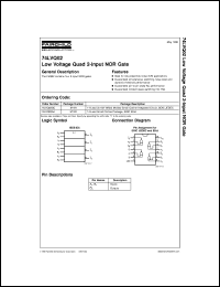 74LVQ02SJX datasheet:  Low Voltage Quad 2-Input NOR Gate 74LVQ02SJX