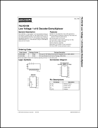 74LVQ138SC datasheet:  Low Voltage 1-of-8 Decoder/Demultiplexer 74LVQ138SC