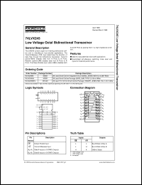 74LVX245M datasheet:  Low Voltage Octal Bidirectional Transceiver 74LVX245M