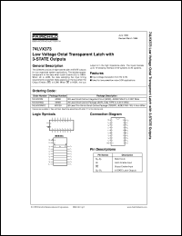 74LVX373MX datasheet:  Low Voltage Octal Transparent Latch with 3-STATE Outputs 74LVX373MX