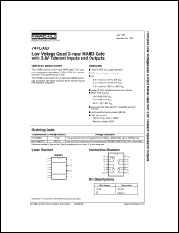 74VCX00MTC datasheet:  Low Voltage Quad 2-Input NAND Gate with 3.6V Tolerant Inputs and Outputs 74VCX00MTC