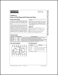 74VHC112MTC datasheet:  Dual J-K Flip-Flops with Preset and Clear 74VHC112MTC
