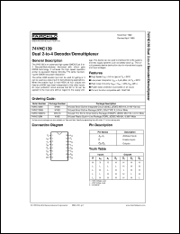 74VHC139SJX datasheet:  Dual 2-to-4 Decoder/Demultiplexer 74VHC139SJX