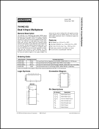 74VHC153SJ datasheet:  Dual 4-Input Multiplexer 74VHC153SJ