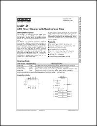 74VHC163MTCX datasheet:  4-Bit Binary Counter with Synchronous Clear 74VHC163MTCX