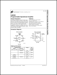 LM4250CH datasheet: Programmable Operational Amplifier LM4250CH