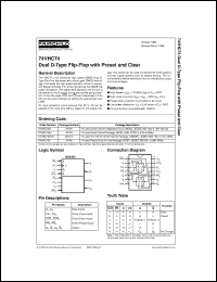 74VHC74M datasheet:  Dual D-Type Flip-Flop with Preset and Clear 74VHC74M