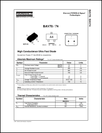 BAV70 datasheet:  High Conductance Ultra Fast Diode BAV70