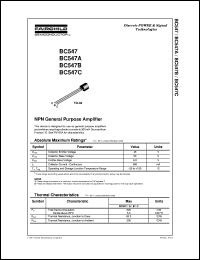 BC547B datasheet:  NPN General Purpose Amplifier BC547B