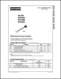 BC548 datasheet:  NPN General Purpose Amplifier BC548