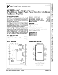 LM4663MT datasheet: 2.5 W Stereo Class D Audio Power Amplifier LM4663MT