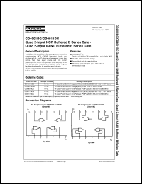 CD4001BCM datasheet:  Quad 2-Input NOR Buffered B Series Gate CD4001BCM