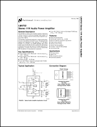 LM4752T datasheet: Stereo 11W Audio Power Amplifier LM4752T