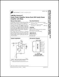 LM4766T datasheet: Overture Audio Power Amplifier Series Dual 40-Watt Audio Power Amplifier with Mute LM4766T