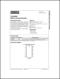 CD4028BCM datasheet:  BCD-to-Decimal Decoder CD4028BCM