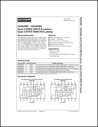 CD4043BCM datasheet:  Quad 3-STATE NOR R/S Latches CD4043BCM