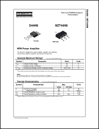 D44H8 datasheet:  NPN Power Amplifier D44H8