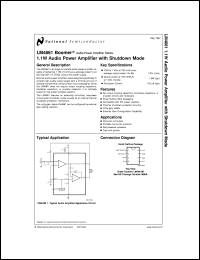 LM4861M datasheet: 1.1W Audio Power Amplifier with Shutdown Mode LM4861M