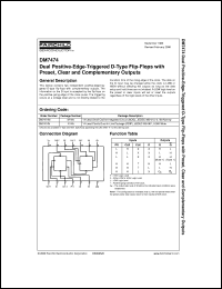 DM7474N datasheet:  Dual Positive-Edge-Triggered D Flip-Flop with Preset Clear and Complementary Outputs DM7474N