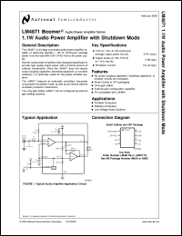 LM4871N datasheet: 1.1W Audio Power Amplifier with Shutdown Mode LM4871N