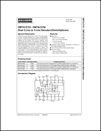 DM74LS155N datasheet:  Dual 2-Line to 4-Line Decoder/1-to-4 Line Demultiplexer DM74LS155N