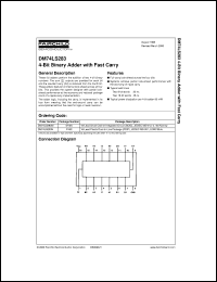 DM74LS283MX datasheet:  4-Bit Binary Adder with Fast Carry DM74LS283MX