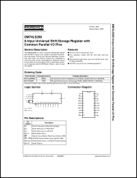 DM74LS299WMX datasheet:  8-Input Universal Shift/Storage Register with Common Parallel I/O Pins DM74LS299WMX