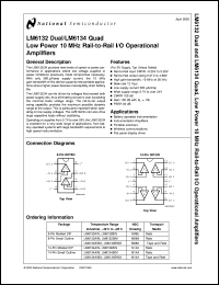 LM6134AIM datasheet: Quad Low Power 10 MHz Rail-to-Rail I/O Operational Amplifier LM6134AIM