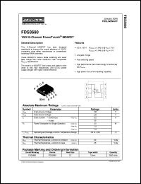 FDS3680 datasheet:  100V N-Channel PowerTrench ® MOSFET [Preliminary] FDS3680