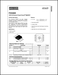 FDS3690 datasheet:  100V N-Channel PowerTrench® MOSFET [Preliminary] FDS3690