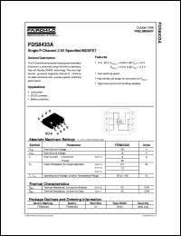 FDS8433A datasheet:  Single P-Channel 2.5V Specified MOSFET [Preliminary] FDS8433A